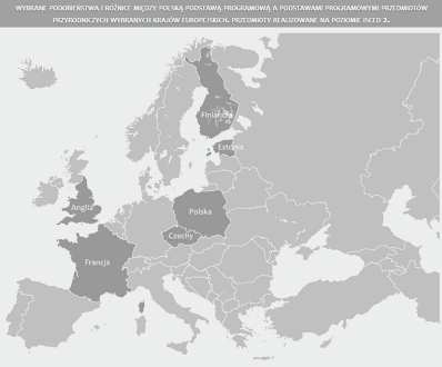 Podstawy programowe w zakresie przedmiotów przyrodniczych w wybranych krajach - mapa